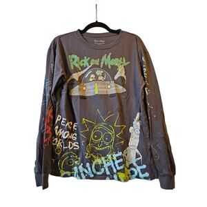 Rick and Morty Long Sleeve Graphic Tee Mens Medium Cartoon Network Shirt